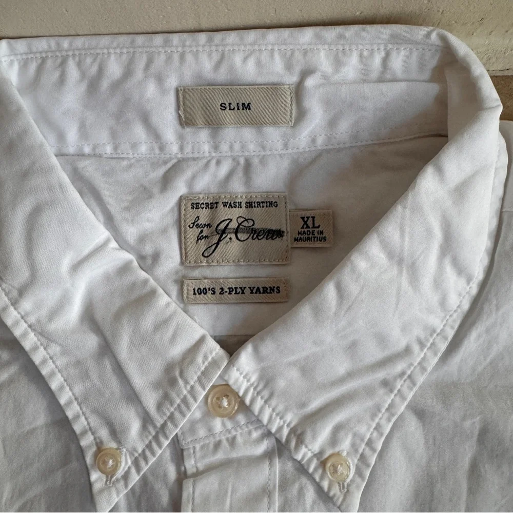 J Crew Slim Secret Wash Cotton Poplin Shirt White Button Down Mens Size XL